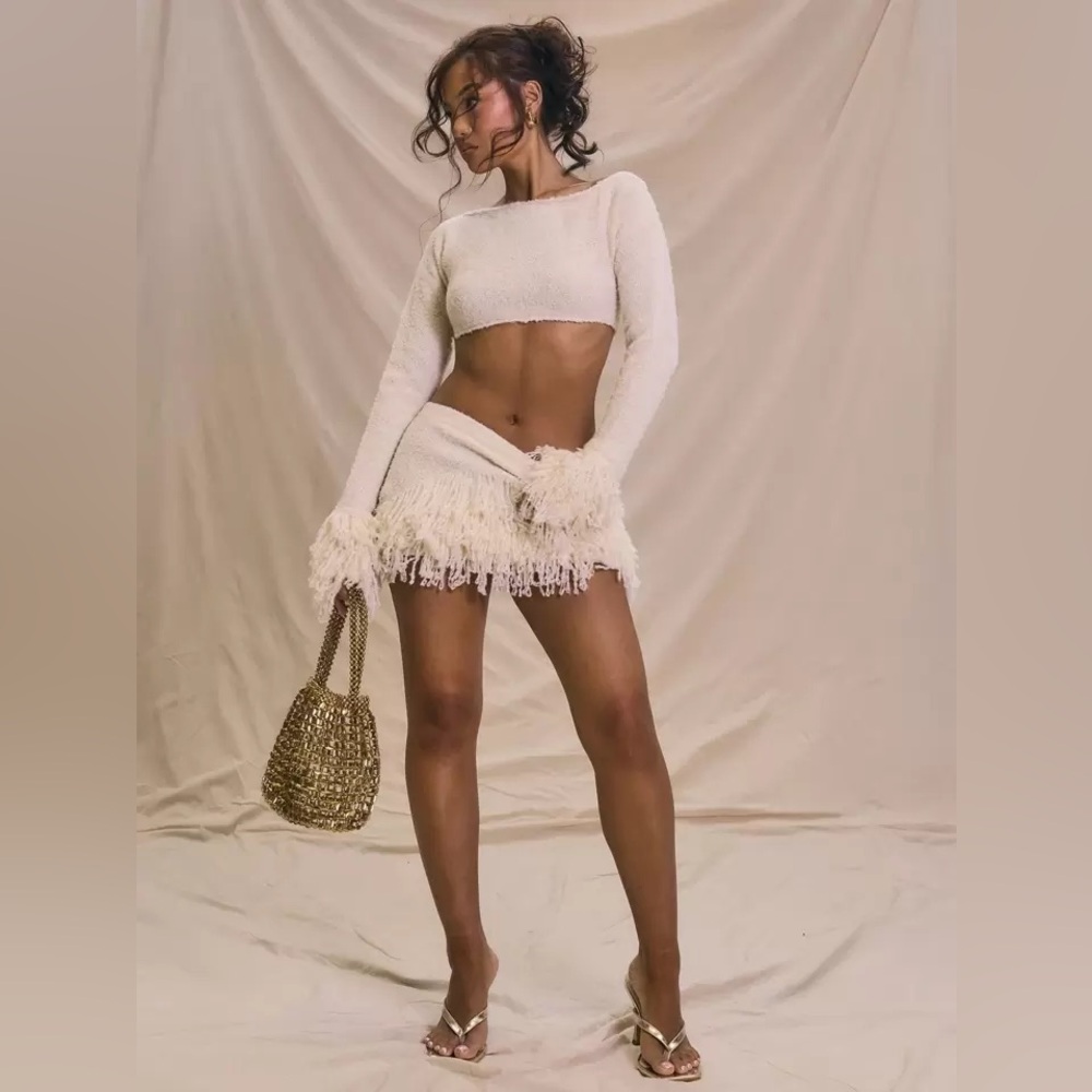 Cream Fringe Mini TWO PIECE SET by
